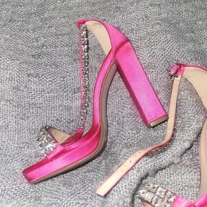 Hot pink rhinestone heels